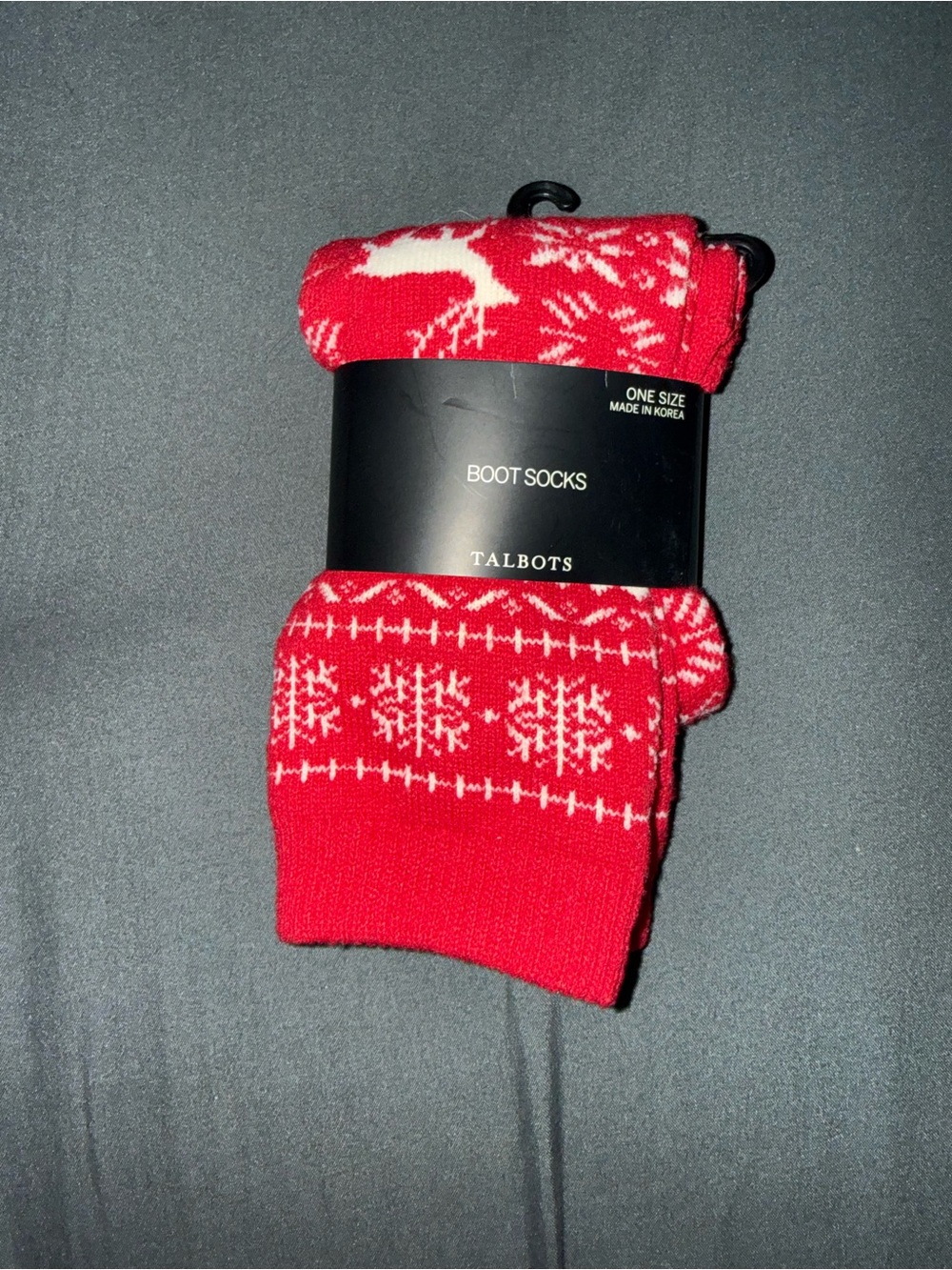 Talbots Red and White Fair Isle Boot Socks